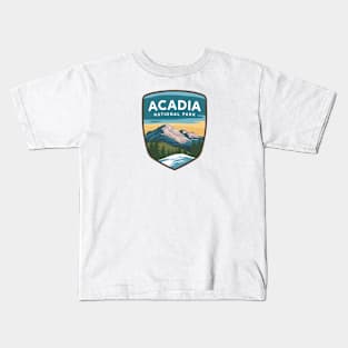 Acadia National Park Landscape Emblem Kids T-Shirt